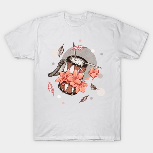 Drum and flowers T-Shirt by romulofq